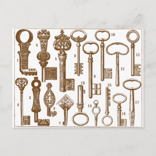  Oude Antiek sleutelset met fashioned Briefkaart