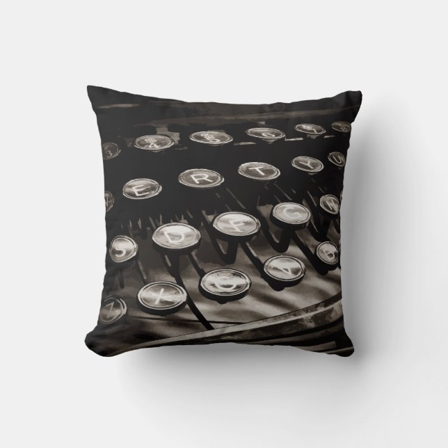 Oude Antiek typemachine — Black White Kussen (Voorkant)