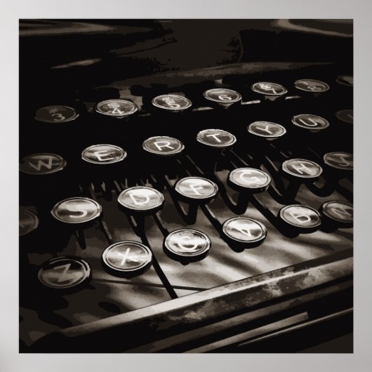 Oude Antiek typemachine — Black White Poster (Voorkant)