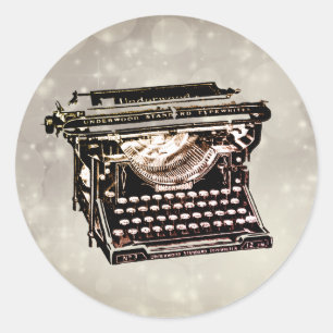 Oude Antiek typemachine, verzamelbaar Ronde Sticker