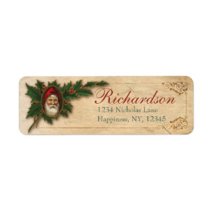 Oude Antiek Victoriaans Kerstman St. Nick Kerstmis Etiket