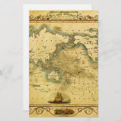 Oude Antiek Wereldkaart Briefpapier (Voorkant / Achterkant)
