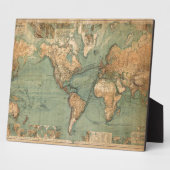  Oude Antiek Wereldkaart Fotoplaat (Zijkant)