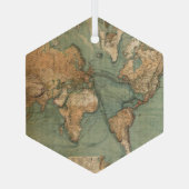  Oude Antiek Wereldkaart Glas Ornament (Achterkant)