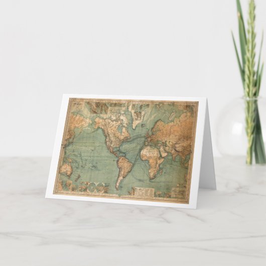 Oude Antiek Wereldkaart Kaart (Voorkant)