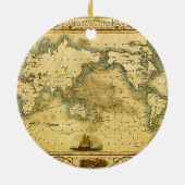 Oude Antiek Wereldkaart Keramisch Ornament (Achterkant)