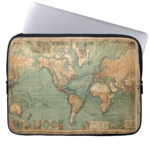  Oude Antiek Wereldkaart Laptop Sleeve