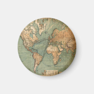  Oude Antiek Wereldkaart Magneet