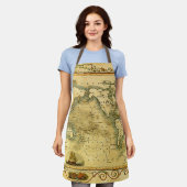Oude Antiek Wereldkaart Schort (Gedragen)