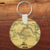 Oude Antiek Wereldkaart Sleutelhanger (Voorkant)