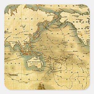 Oude Antiek Wereldkaart Vierkante Sticker