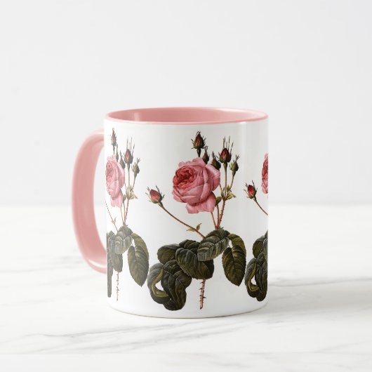 Oude antieke roze rozentuin in bloei mok (Voorkant links)