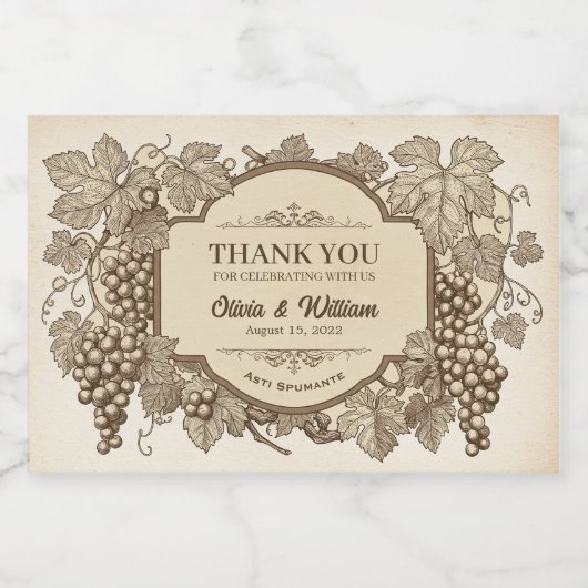 Oude Antieke Wijngaard Wijnstok Sparkling Wijnetiket (Enkel label)