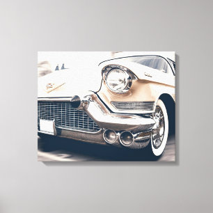 Oude Antieke Witte Crème Kleurige Auto Canvas Afdruk