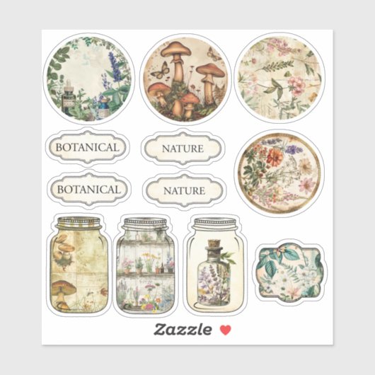 Oude Apotheek Botanische Junk Journal Stickers (Vel)
