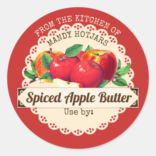 Oude appels uit de keuken van inmaaklabel ronde sticker (Voorkant)