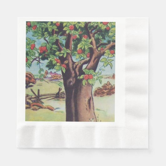 Oude Apple Tree Meadow Field Servetten (Voorkant)