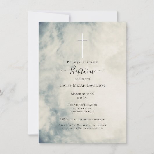 Oude Aquarel Lucht Abstract Moderne Doop   Kaart (Voorkant)