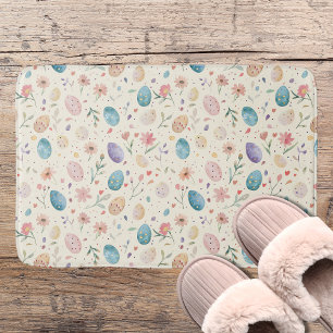 Oude aquarel Paasbloemen Bladeren Eieren Badmat