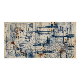 Oude architectuur blueprint poster perfect poster