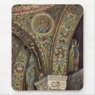 Oude architectuur, decoratieve boog in een kerk muismat