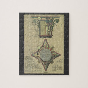 Oude architectuur, decoratieve hoofdletterkroon legpuzzel
