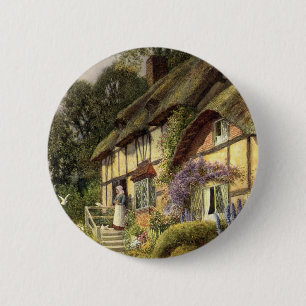 Oude architectuur, landhuis cottage ronde button 5,7 cm