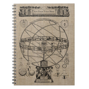 Oude armillary Sphere Spherical Astrolabo Burlap Notitieboek