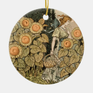 Oude Art Nouveau August Zonnewief Tuinkunst Keramisch Ornament