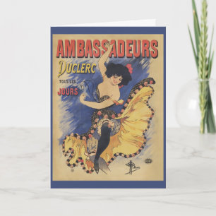 Oude Art Nouveau Danser Franse Poster Kaart