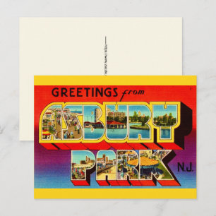 Oude Asbury Park NJ Groeten Ansichtkaart Briefkaart