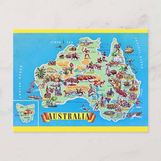 Oude Australische Kaart Ansichtkaart (Voorkant)