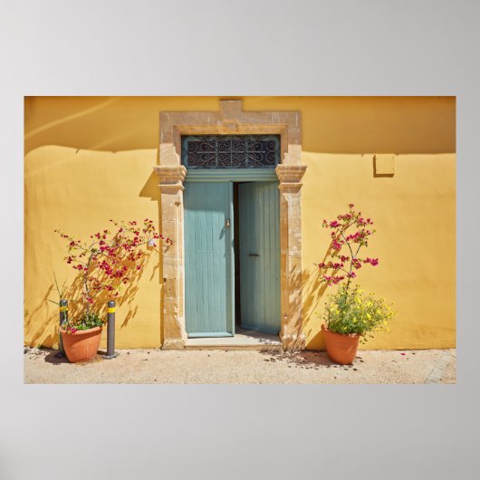 Oude authentieke groene deuren in Nicosia Cyprus Poster (Voorkant)