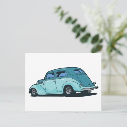 Oude auto briefkaart (Staand voorkant)