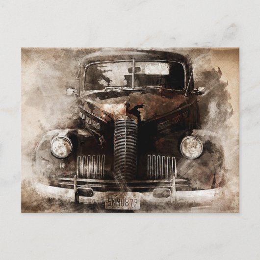 Oude auto  briefkaart (Voorkant)