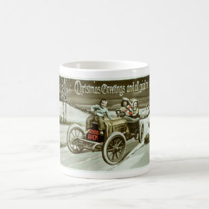 Oude auto en kinderen kunst koffiemok
