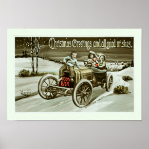 Oude auto en kinderen poster