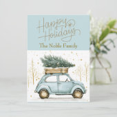 Oude auto foto kerst feestdagenkaart (Staand voorkant)