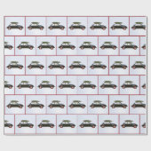 Oude auto met kerstboom en hond cadeaupapier (Vlak)