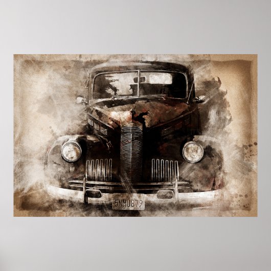Oude auto  poster (Voorkant)