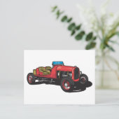 Oude auto (rood) briefkaart (Staand voorkant)