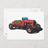 Oude auto (rood) briefkaart (Voorkant / Achterkant)