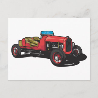 Oude auto (rood) briefkaart