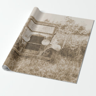  oude auto Sepia Antiek roestachtige textuur Cadeaupapier