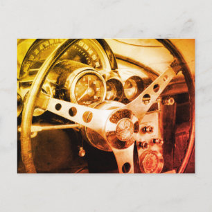 Oude auto stuur dashboard klassieke meters briefkaart