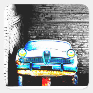 Oude auto vierkante sticker