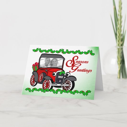 Oude autokiekaart feestdagen kaart (Voorkant)