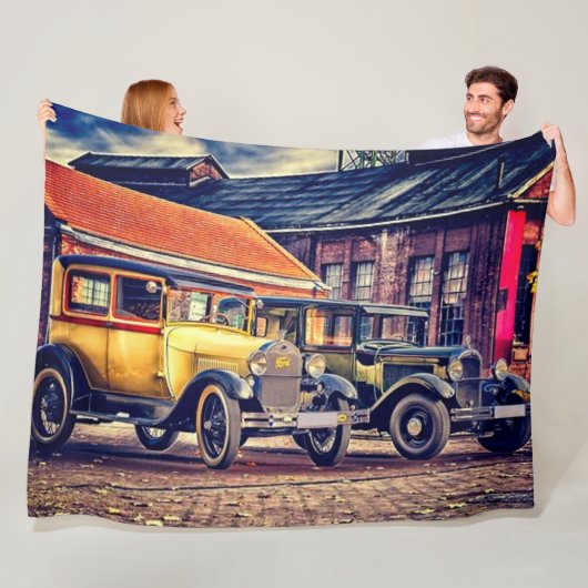 OUDE AUTO'S FLEECE DEKEN (In situ)