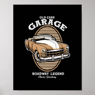 Oude Auto's Garage Weg Legende Poster