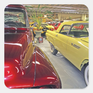 Oude auto's in Tallahassee Automobile Museum Vierkante Sticker